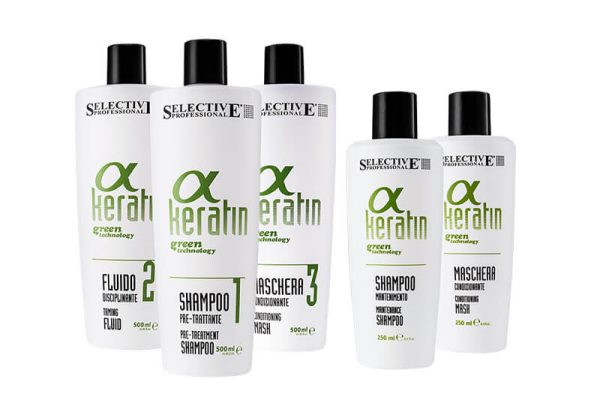 Keratin Green Technology: linea di prodotti professionali Selective per lisciare, disciplinare e ristrutturare anche le fibre capillari fortemente danneggiate.